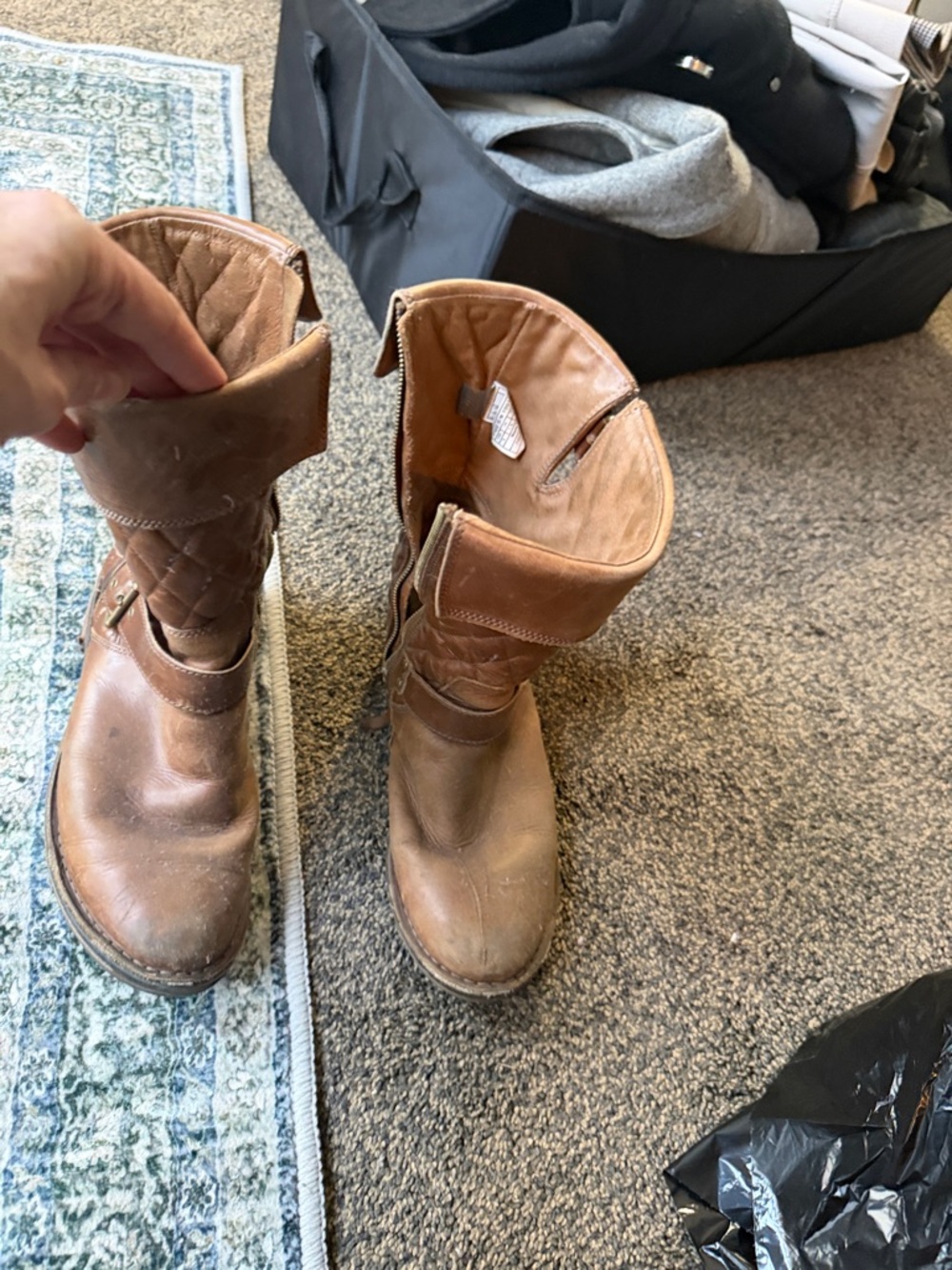 UGG Brown Leather Combat/Moto Boots